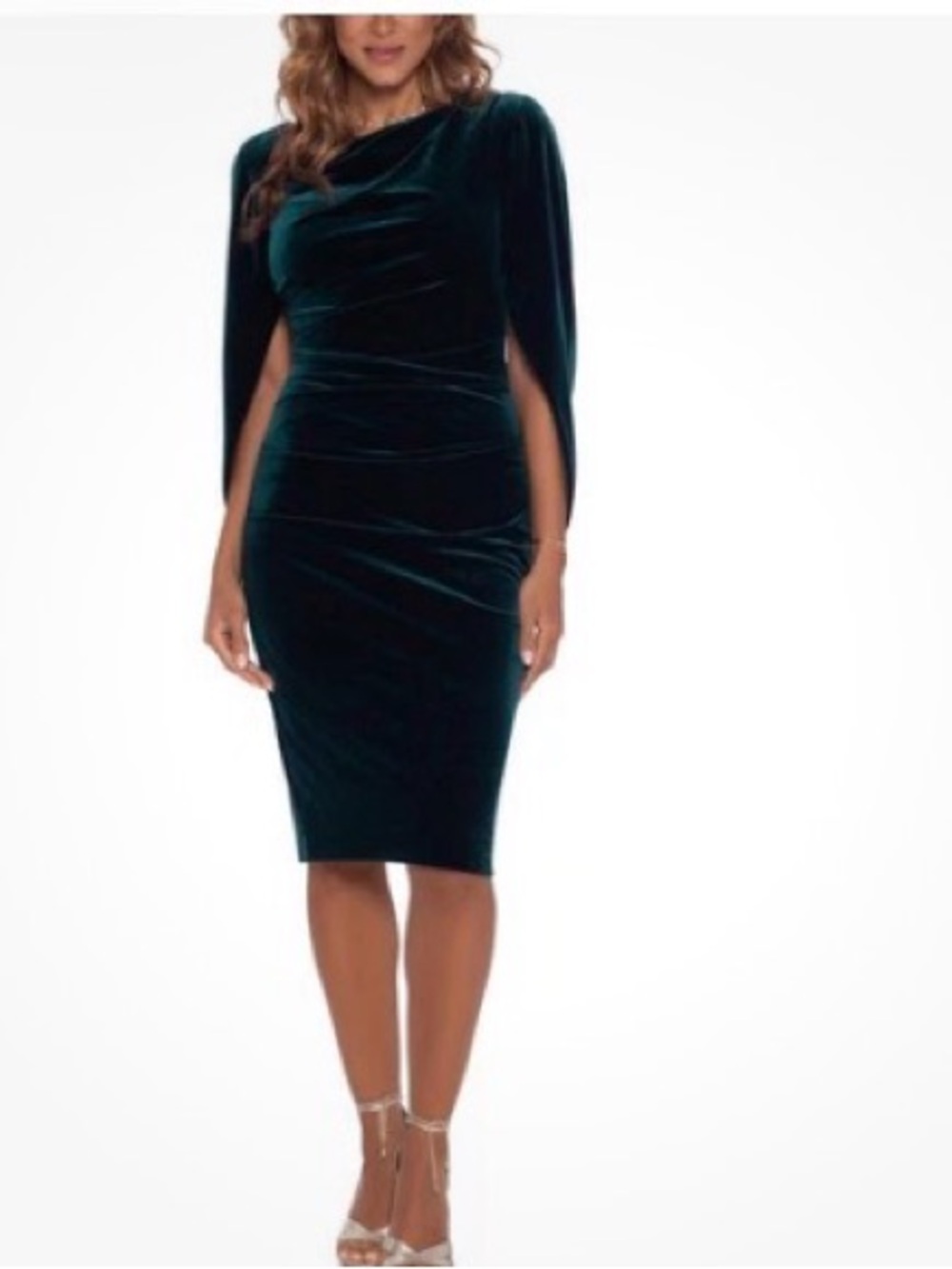 NWT B&A by Betsy & Adam Women's Knee Length Sheath Dress Ruched Solid Velvet 8